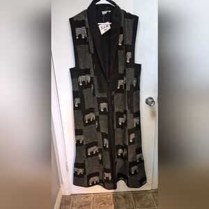 Sam Hilu "Art To Wear"  Sleeveless Long Vest Sz.S/M  Zebras NWT